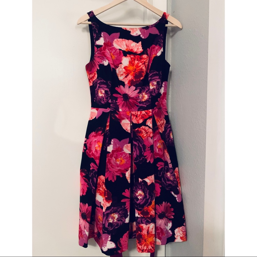 Eliza J Fit and Flare Pink Floral Dress Sz 8